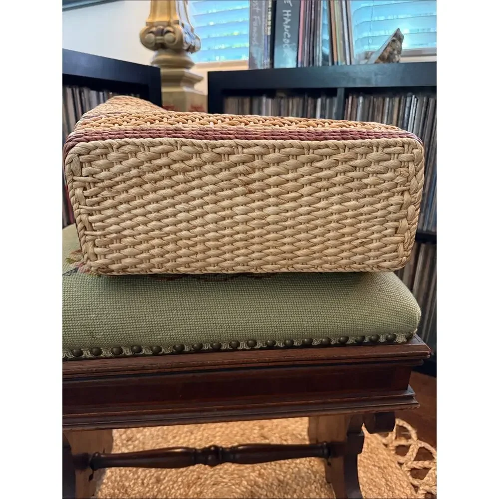 Vintage Large Natural Woven Rattan Wicker Top Handle Market Beach Resort Tote